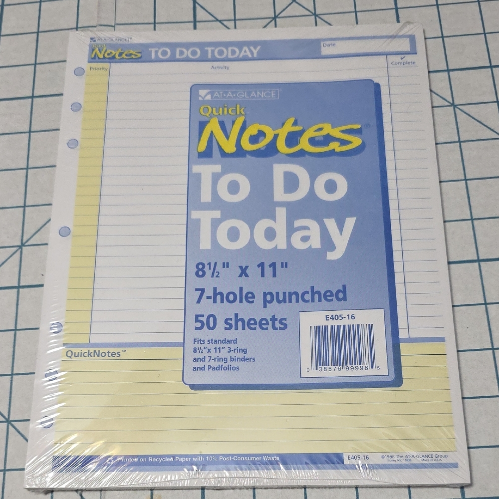 AT-A-GLANCE QuickNotes "To Do Today" Notepad (model E405-16), NIP 2 of 2
